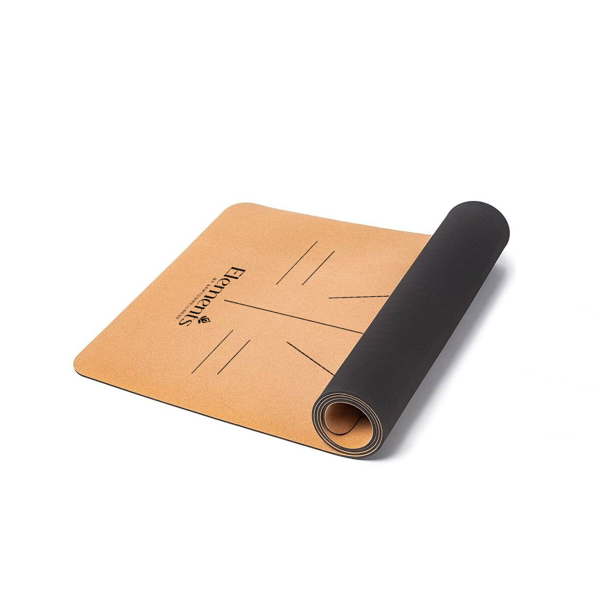 Cork PU Rubber Alignment Yoga Mat - Image 2