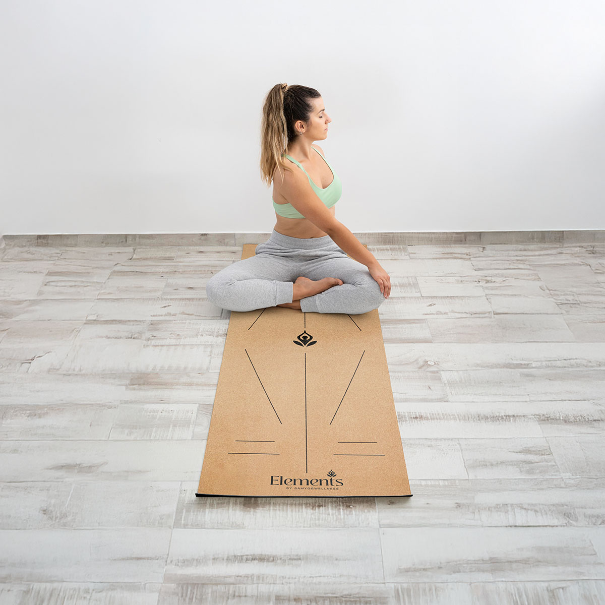 Cork PU Rubber Alignment Yoga Mat - Image 5
