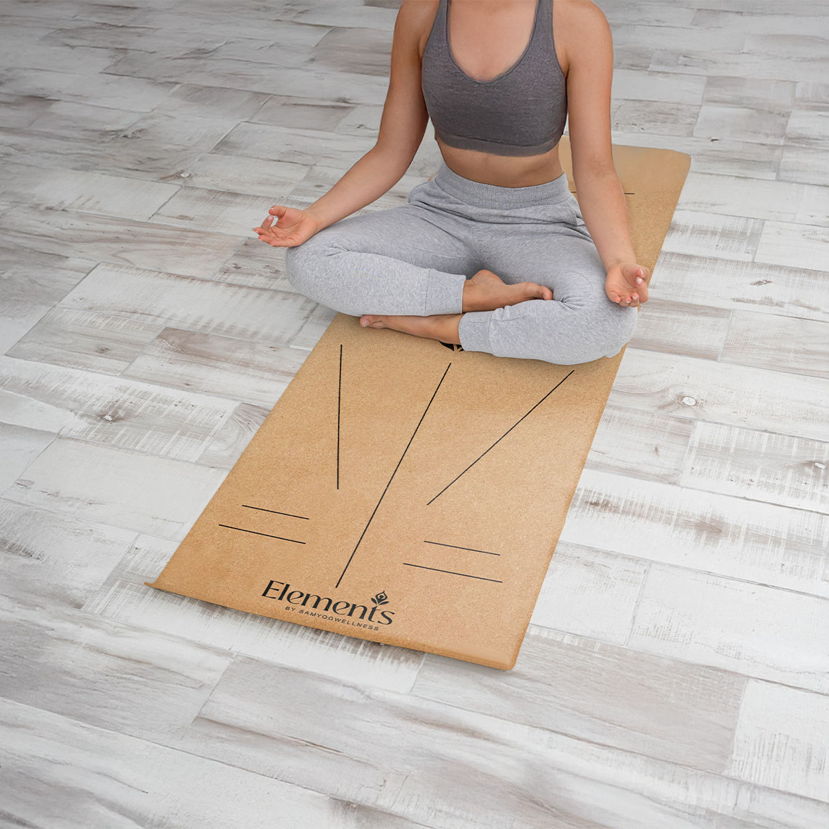 Cork PU Rubber Alignment Yoga Mat - Image 6